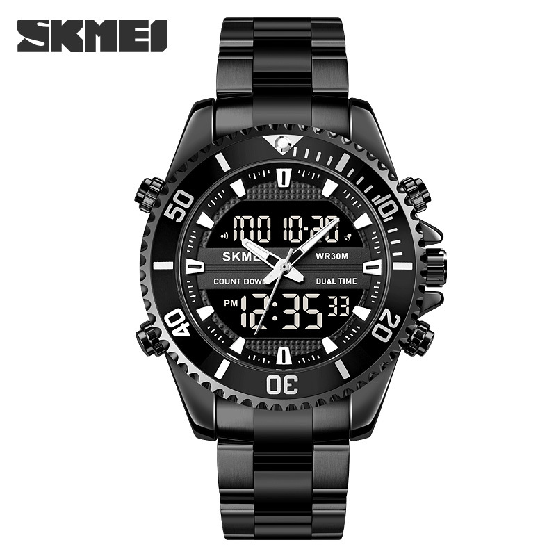 Dual display men's steel strap watch image