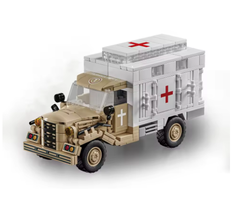 World War 2 WW2 Army Military Soldiers SWAT Ambulance Vehicle Assemble Building Blocks Bricks Children's Toys Gift image