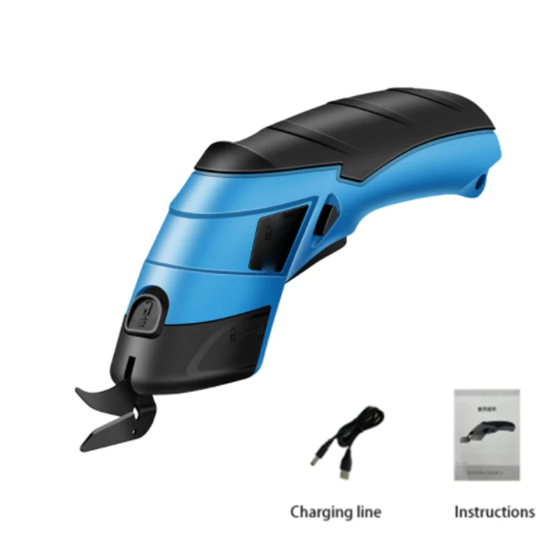 Rechargeable Electric Scissors Wireless Battery Cutter Cloth Carpet PVC Leather Cutting Tools Cordless Sewing Shear Doubl Blade image