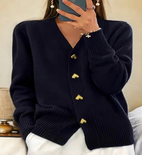 Kvinders casual vinter fladt garn uldgarn knap Cardigan image