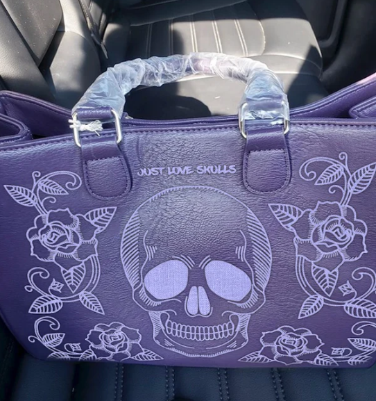JUST LOVE SKULLS EMBROIDERED HANDBAG image