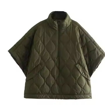 Nlzgmsj Women 2023 Winter Parka Women Casual Half Sleeves High Neck Coats Female Thick Pocket Warm Jacket Female Tops image