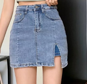 High Waist A-Line Slit Skirt image