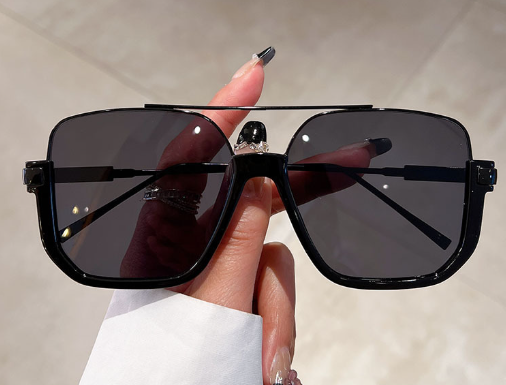 Retro Pilot Metal Sunglasses Fashion Korean Style Women Square Shades Trendy Ins Popular Brand Design UV400 Sun Glasses image