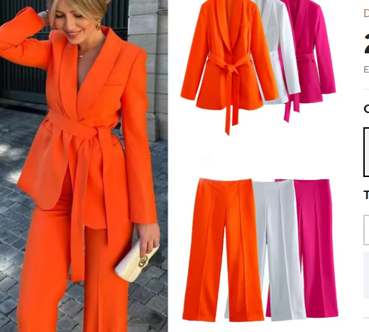 Wolff 2-teiliger Damenanzug | Eleganter Blazer mit Gürtel und passender Hose image