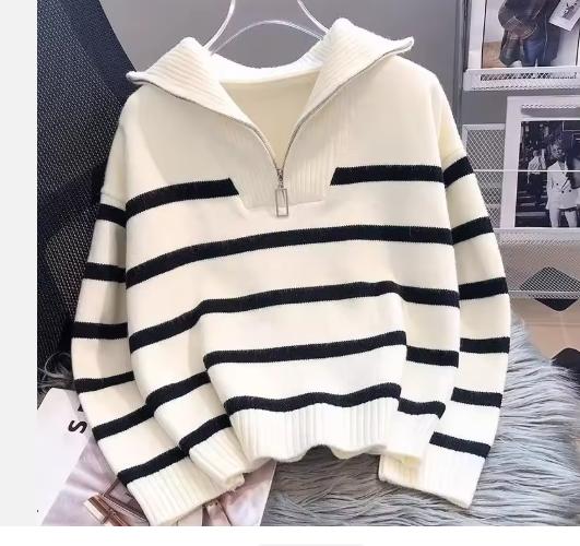 New zippered striped base shirt image