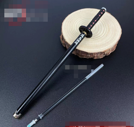 New Styles Japan Anime Demon Model Gel Pen 0.5mm Black Refill with Pen Rack Cosplay Prop Kid Student Gift Slayer Weapon Sword image