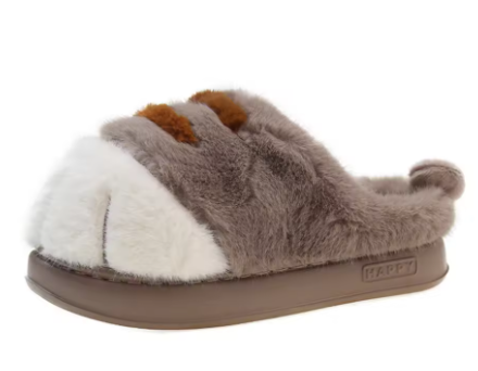 3D Cat Paw Plush Slippers Flat Thermal Slippers Comfortable Fluffy Home Slippers Anti Slip Cute Paw Slippers for Autumn Winter image