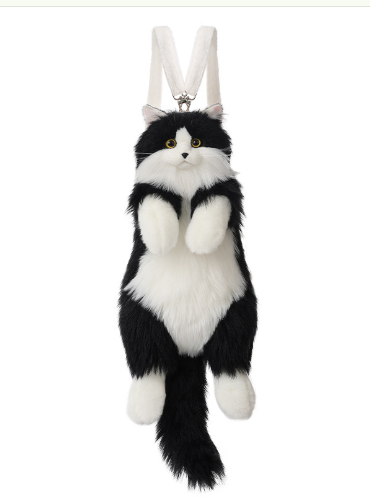 Super leuke trendy en modieuze pop kattentassen pluche kattenrugzak pure handgemaakte simulatie kat boodschappentas verjaardagscadeaus speelgoed image