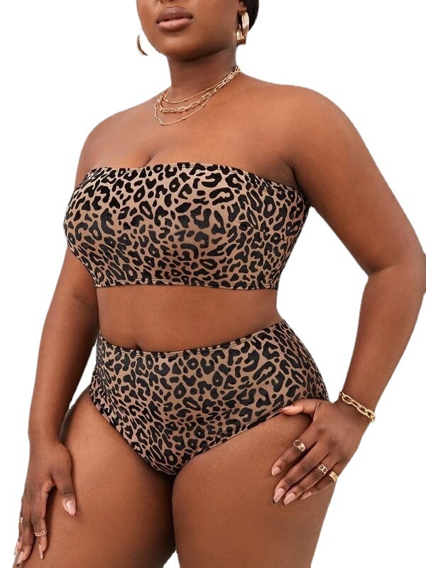 Cheetah print velvet bikinis, plus size bikinis image