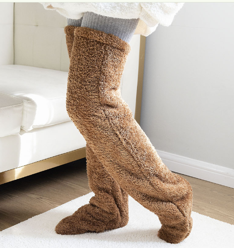 Autumn and winter thickened pile leg warm protective cover old cold legs old sleep leg warm socks image