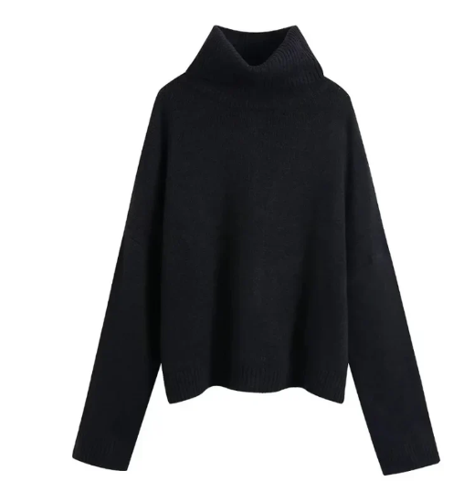 European and American style street fashion temperament simple stand collar pullover sweater image