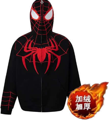 Autumn and winter hiphop spiderman hooded sweatshirt image