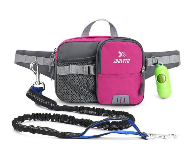 Retractable Hands Free Dog Leash with Adjustable Waist Bag Phone Pouch Water Bottle Holder Reflective for Running Walking image