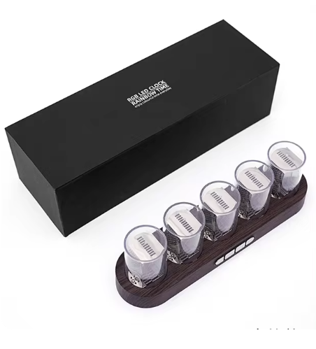 Decorazione desktop della sala giochi - LED incandescente tubo NIXIE orologio. Splendidi e colorati effetti di illuminazione RGB. Modalità di visualizzazione multiple. Confezione regalo di fascia alta image