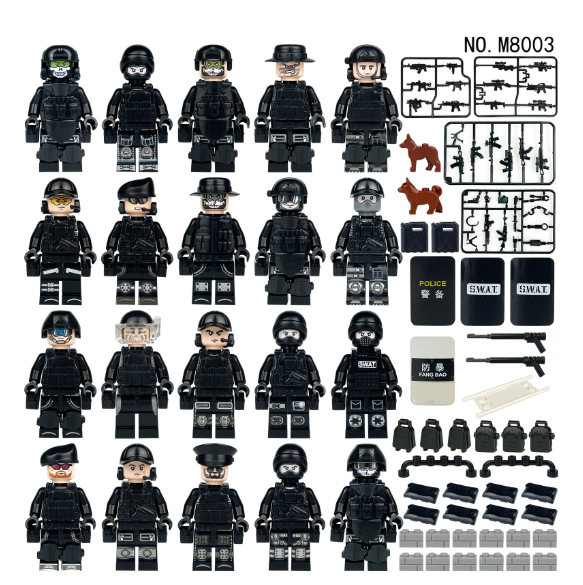 Military doll model small particle assembling building block toy image