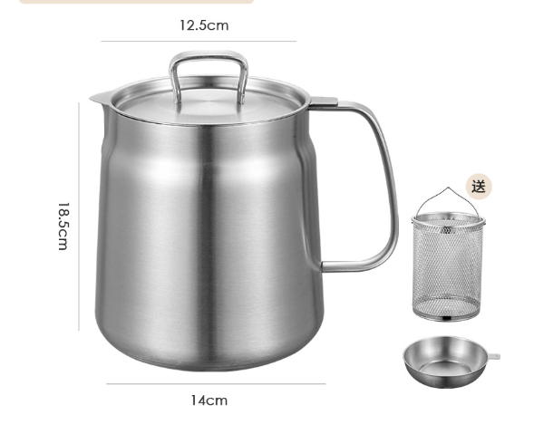 304 Stainless Steel Oil Jar With Drainer Basket image