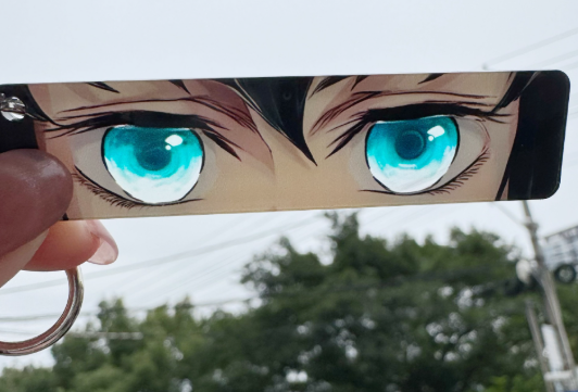 Demon Slayer Keychain Acrylic Rengoku Kyoujurou Shining Eyes Rectangular Double Sided Pattern Backpack Pendant Christmas Gift image