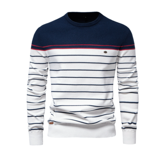 Atlantic Stripe Cotton Sweater | Ponty image
