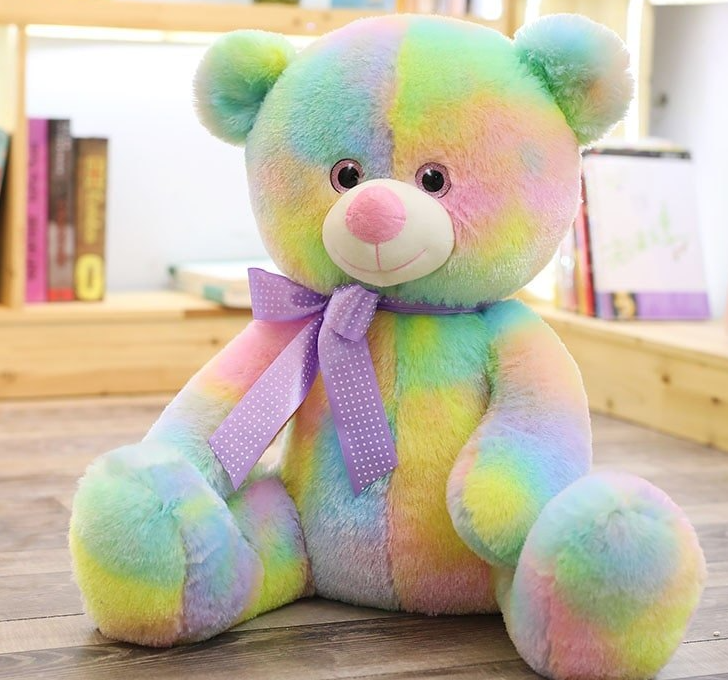 Gradient color stuffed teddy bear rainbow bear stuffed toy image
