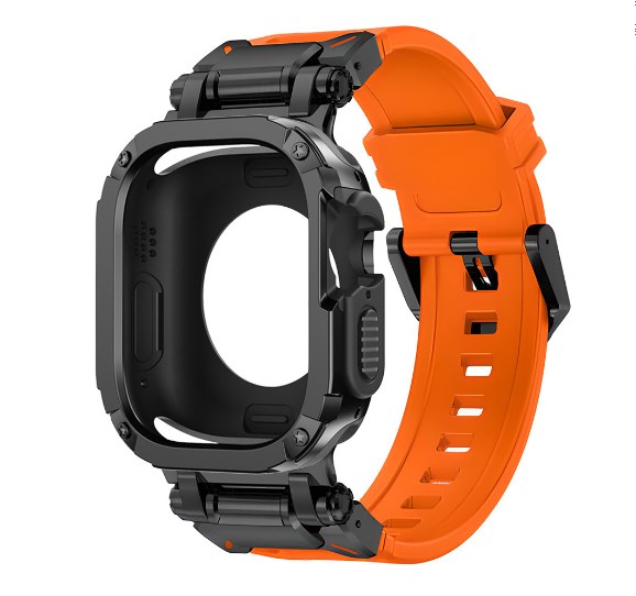 TPU Case + Strap for Apple Watch Ultra 2 1 Rubber Loop Band 49mm Silicone Men Bracelet for IWatch Series 9 8 7 45mm 6 5 4 Se 44mm/Explorer TPU strap + armor anti-fall case set (one piece) image