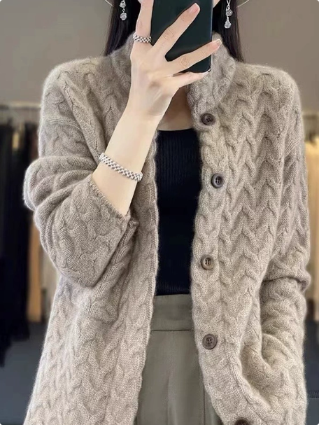 Solid color long sleeve sweater coat image
